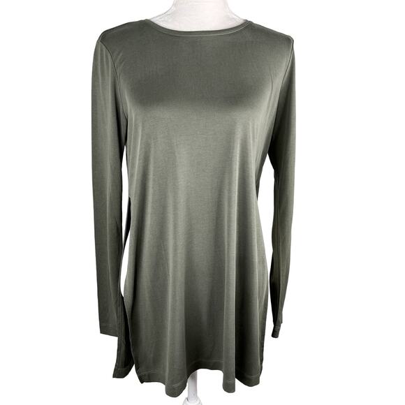 Club Monaco Top Medium Long Sleeve Olive Green Tee - Picture 1 of 8